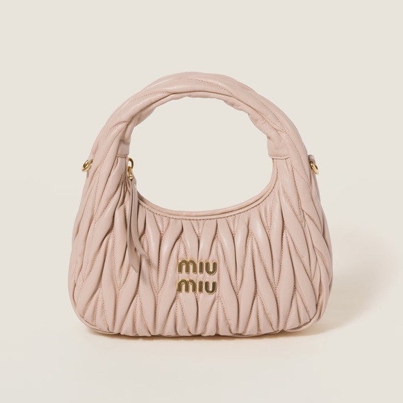 Miu Miu Handbags - New Miu Miu Wander Matelassé Nappa Leather Hobo Bag Nude Pink Cipria